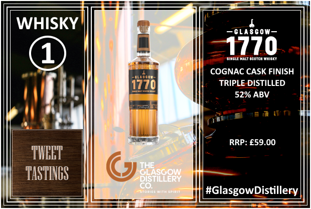 Tweet Tastings Info Card for the Glasgow 1770 Cognac Cask Finish Single Malt Whisky